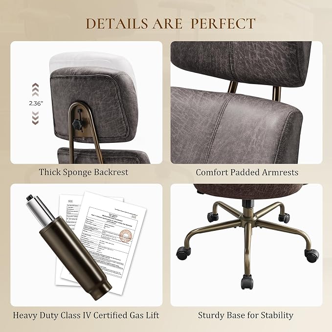 EUREKA ERGONOMIC Home Office Desk Chairs, Ergonomic Computer Chair with High Back, Executive Office Chair with Lumbar Support, Spring Cushion Seat, Mid-Century Modern, Brown-Gray
