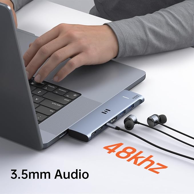 USB C Adapter HDMI Hub for MacBook Pro/Air M5 M4 M3 M2 M1 2025-2018 13" 15" 16", Mac USB C Hub Adapter 7-in-2, MacBook Accessories Dongle with HDMI, Thunderbolt 3, USB C&A Data Ports, 3.5mm Audio