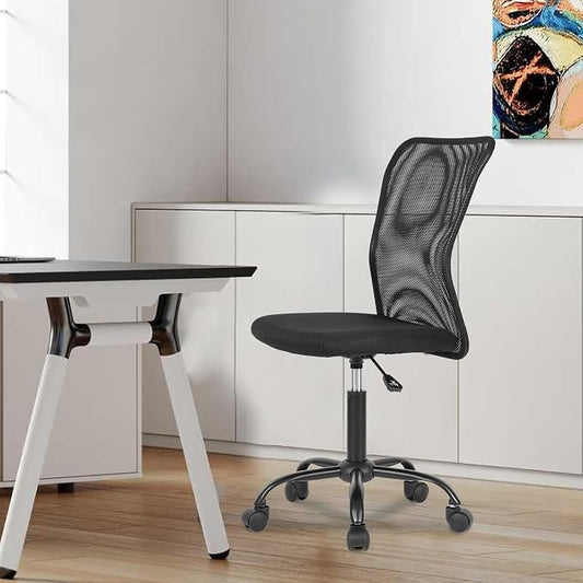 BestOffice Ergonomic Office Chair Desk Chair Mesh Computer Chair Armless Back Support Modern Executive Rolling Swivel Chair with Lumbar Support(Black)