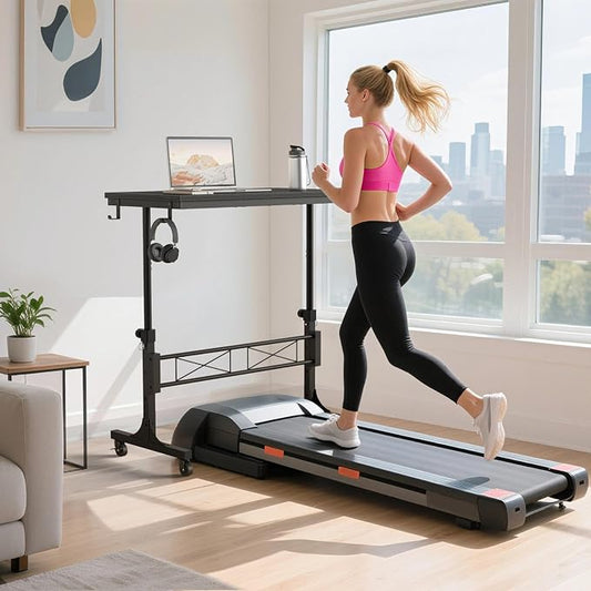 WINAZ Small Portable Rolling Standing Desk - 32 Inch Adjustable Height Mobile Teacher Podium on Wheels for Classroom, Stand Up Desks for Treadmill Walking Pad, Couch Sofa Side Laptop Table, Black