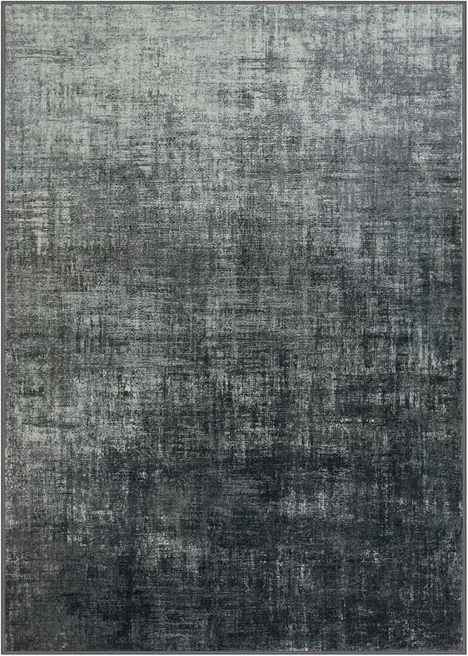 Lahome Washable Area Rugs 5x7,Boho Black and White Rugs for Living Room,Modern Abstract Ombre Soft Non-Slip Low-Pile Throw Carpet for Bedroom Dining Room Office(5'x7',Black and White)