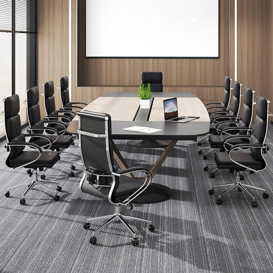 Giantex Ribbed Office Chair, High Back Ergonomic Desk Chair with Wheels & Rocking Function, Swivel Leather Desk Chair w/Arms & Removable Lumbar Support & Seat Cushions, Modern Executive Chair, Black