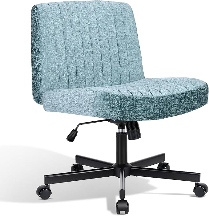 Convertible Base Criss Cross Chair with Pocket Springs & Thicker and Wider Cushions, Cross Legged Office Chair Relieves Back Pain, Swivel Vanity Chair for Living Room/Office, Dark Teal