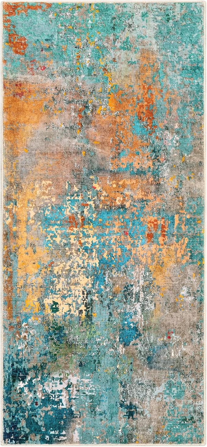 Lahome Kitchen Rugs, 2x4 Washable Rug with Soft Low-Pile for Entryway and Hallyway, Non-Slip & Small Carpet for Bathroom, Easy Clean Door-Friendly Mat, Kid&Pet Friendly Modern Decor 2x4 Rosy