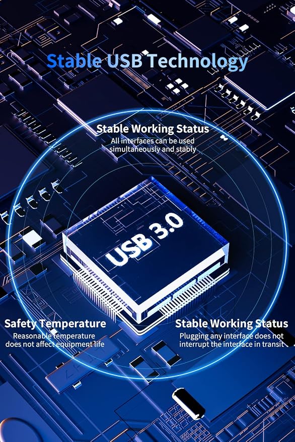 UtechSmart USB Hub, 4-Port USB 3.0 Hub, Ultra-Slim USB Adapter for Laptop, 5Gbps Fast Data Transfer, USB 3.0 Splitter for Dell, HP, MacBook (Grey)