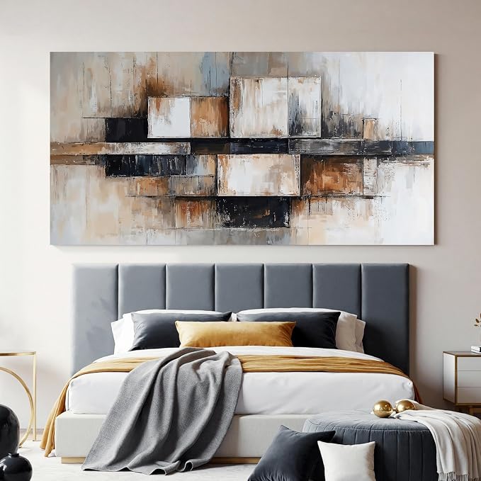 Modern Abstract Geometric Oversized Wall Art Decor For Living Room Large Modern Abstract Beige And Black Wall Art Geometric Decor Prints Wall Art For Bedroom And Office Wall Decor 39 X 78 Inch