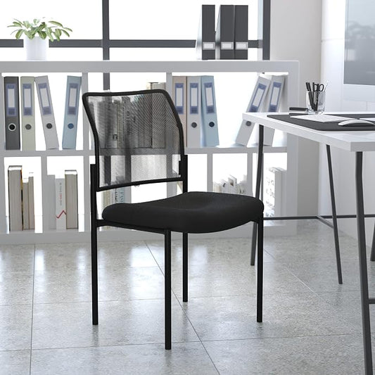 Flash Furniture Jana Comfort Black Mesh Stackable Steel Side Chair