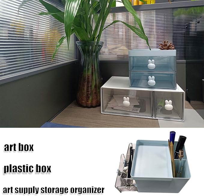 Elegant Transparent Acrylic Desk Organizer - Perfect for Office Desk Accessories, Cosmetic Organizer (Sky Blue, L)