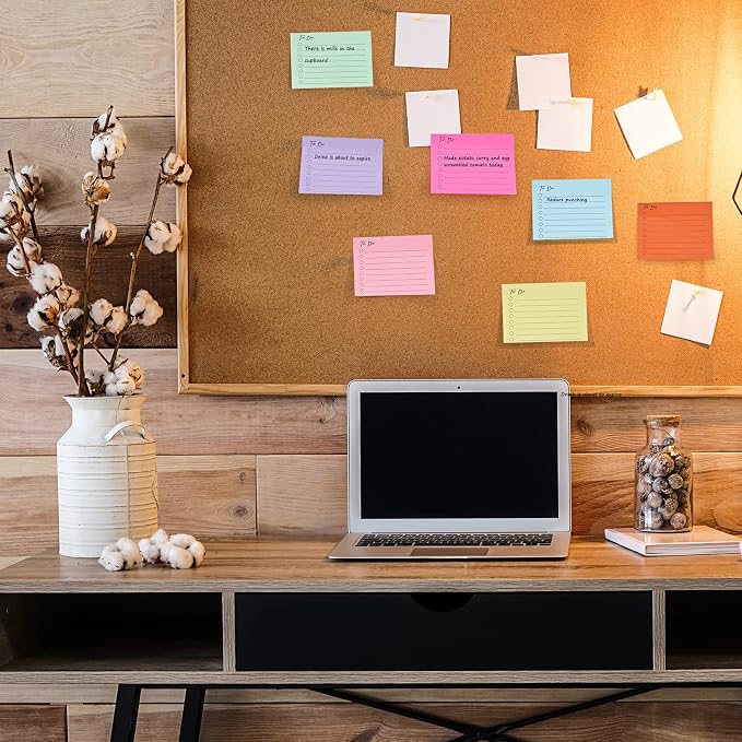 10 Pack to Do List Notepad Lined Sticky Notes, 3"x4", 500 Sheets, Sticky Notes with Lines, to Do List Planner, Square Sticky Notes for Office, Meeting, School, Home