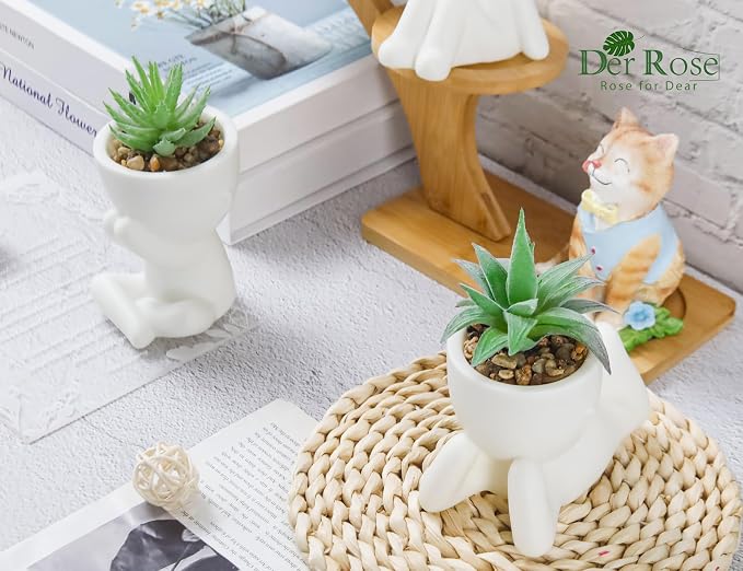 Der Rose 3 Pack Fake Plants for Office Desk Accessories Artificial Succulents Plants for Room Bathroom Home Decor for Women