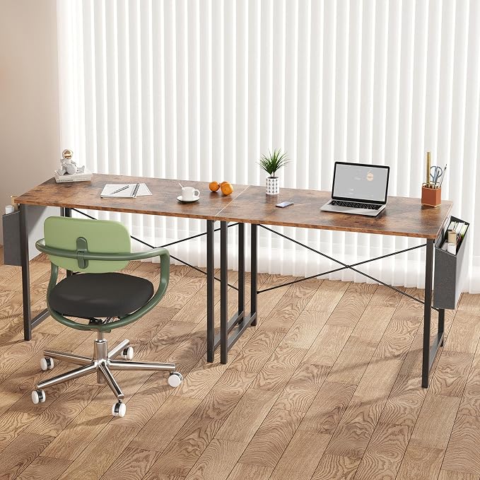 OLIXIS Small Computer Desk, 40 Inch Home Office Desks, Gaming Writing Study Craft Work Table, Modern Computer Workstation for Bedroom Small Spaces with Storage Bag, Rustic Brown