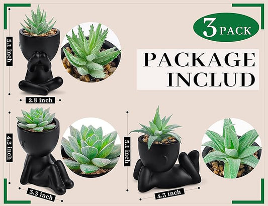 Der Rose 3 Pack Fake Plants Artificial Succulents Plants for Room Bathroom Home Office Desk Accessories Decor