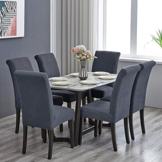 Stretch Chair Covers for Dining Room Set of 8, Removable Washable Dining Room Chair Covers, Dining Chair Slipcovers Seat Protector, Great Decor for Home and Banquet (Gray, 8 Pack)