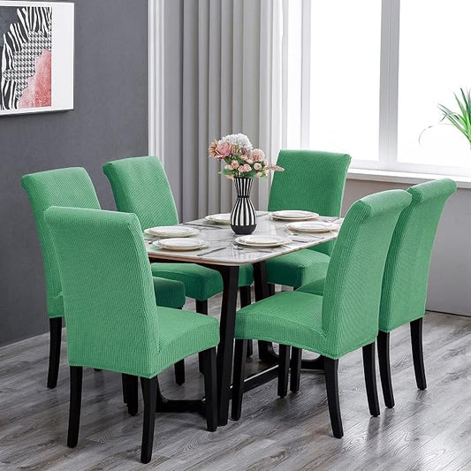Chair Covers for Dining Room Set of 6, Stretchy Dining Chair Covers, Textured Jacquard Kitchen Chair Slipcovers, Classy Decor for Home and Banquet (Sage, 6 Pack)