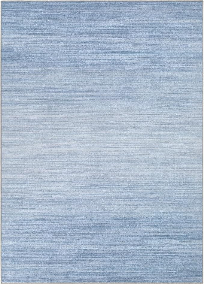 UERMEI 10x14 Washable Area Rug - Neutral Modern Abstract Living Room Rugs, Non-Slip Soft Large Indoor Floor Carpet for Bedroom Home Office & Under Dining Table Decor, Blue