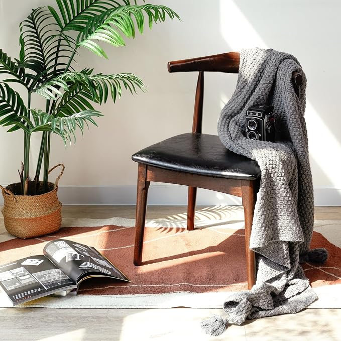 Office Chair, Wood Desk Chair with Upholstered PU Leather, Computer Chair, Modern Dining Chair, Mid Century Dining Chair, Wood Accent Chair,Walnut Chair