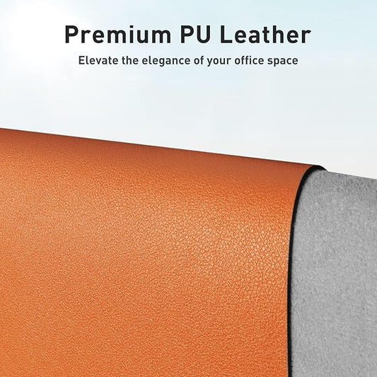 Aothia Faux Leather Desk Mat - Non-Slip PU Leather Desk Blotter, Waterproof Writing Surface, Large Desk Pad for Office & Home (Hermes Orange, 55" x 24")