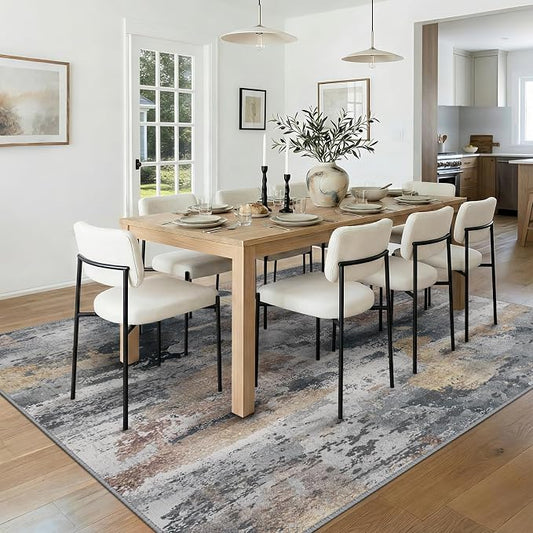 RELEANY Washable Area Rugs 6'x9' Non-Slip Modern Abstract Soft for Living Room Entryway Bedroom Kitchen, Print Pattern, Charcoal Brown