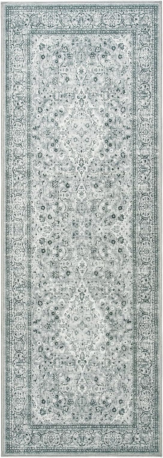 Goideal Washable Runner Rug 2x6, Gray Rugs Non Slip, Indoor Low Pile Carpet with Rubber Backing for Hallway Kitchen Bathroom Entryway Bedroom