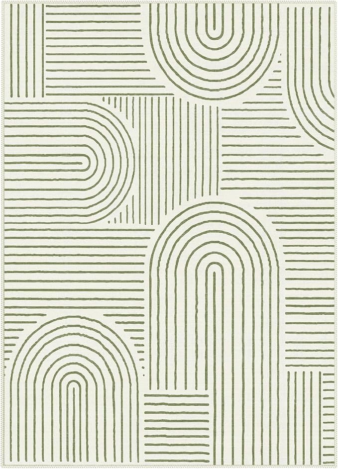 Lahome Abstract 10x14 Area Rugs for Living Room Bedroom, Soft Large Washable Rugs, Ultra-Thin Non-Slip Modern Dining Room Rug Non-Shedding Accent Carpet for Office Darrell, Green