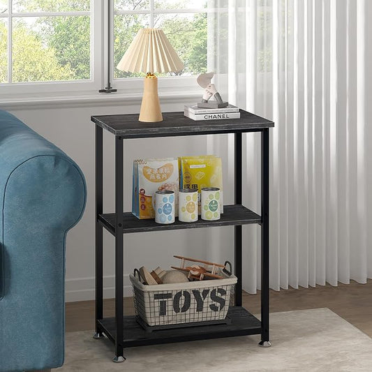 VECELO Tall End Side Table,30" Height Nightstand with 3-Tier Storage Shelf for Living Room Bedroom Office Hallway Study