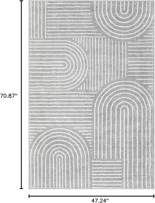Lahome Abstract Washable Rugs, Soft Area Rugs 4x6 Non-Slip Grey Rug for Bedroom Entryway, Ultra-Thin Living Room Rugs Modern Throw Carpet for Nursery Kitchen Darrell (4'x6',Gray)