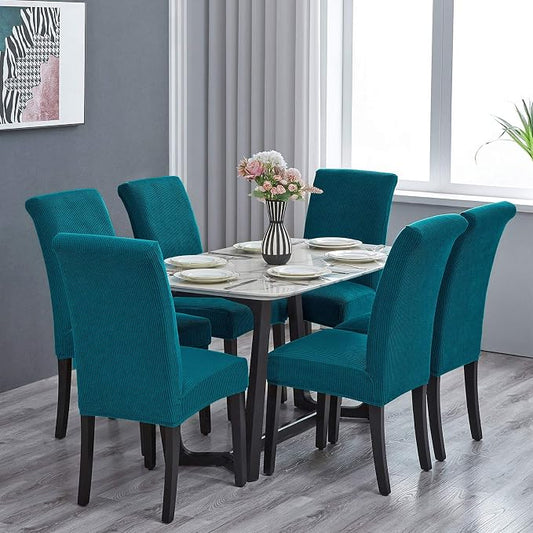 Stretch Chair Covers for Dining Room Set of 2, Removable Washable Dining Room Chair Covers, Dining Chair Slipcovers Seat Protector, Great Home Decor and Banquet Upholstery (Teal, 2 Pack)