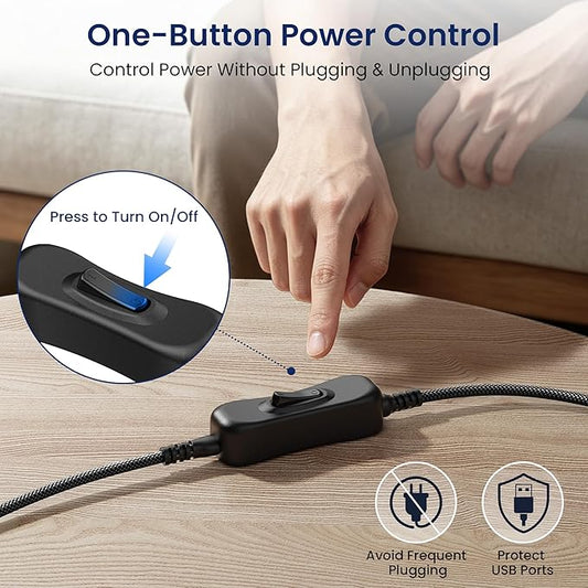 Itramax USB On Off Switch Cable,USB Extension Cable Support Data and Power 10FT/3M,Inline Power Switch,Male to Female with Toggle Switch for LED Lamp,LED Light Strips,Driving Recorder