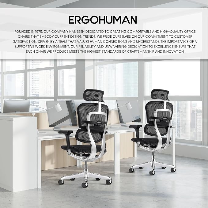 Ergohuman Eurotech ME7ERG GEN2 High Back Mesh Office Chair with Tilt Tension Control, Tilt Lock, Back Angle, Back Height, Synchro Tilt, Seat Height, Seat Depth, and Arm Height Adjustments, Black