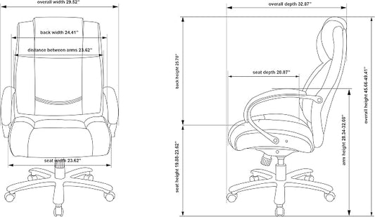 Lorell Big and Tall Leather Chair with UltraCoil Comfort