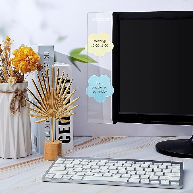 Zonon 2 Pieces Monitor Memo Board, Memo Boards for Computers Transparent Acrylic Monitor Side Panel Office Desk Accessories Desktop Computer Sticky Note Holder for Office Home Work Desk