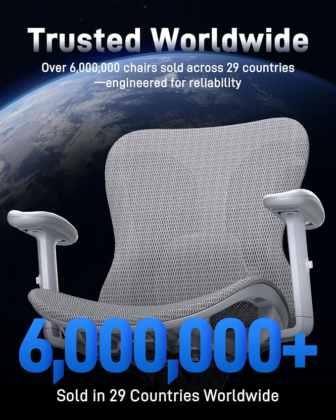 amseatec Ergonomic Office Desk Chair, Comfortable Computer Gaming Chair, Breathable Mesh Back & Seat, Adjustable Armrest, Lumbar Support, Butterfly Design for Home Office (Gray)