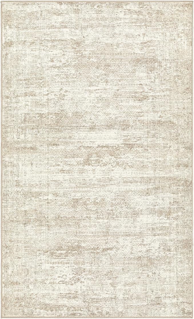UERMEI 3x5 Washable Area Rug - Neutral Modern Abstract Living Room Rugs, Non-Slip Soft Large Indoor Floor Carpet for Bedroom Home Office & Under Dining Table Decor, Beige/Brown