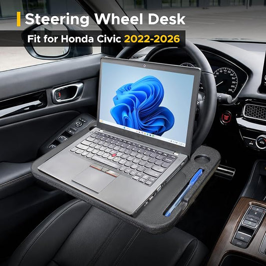 EcoNour Steering Wheel Desk Tray Compatible for Civic Honda 2022-2026 | Car Laptop Mount Tray with Pen Holder | Food & Drink Holder | Multipurpose Travel Car Accessories