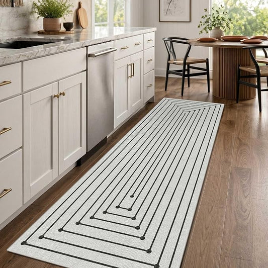 Latte&Fog 2x6 Runner Rug Washable Runner for Hallway Kitchen - Ivory 2'x6' | Washable, For Hallway Kitchen Laundry Room Entryway Beside, Non Slip, Low Pile, Stain Resistant, Soft, Ivory 2'x6'