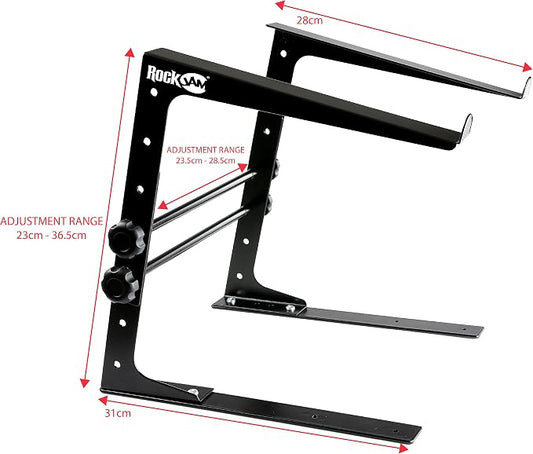 RockJam Portable DJ Laptop Stand with Adjustable Height, Anti-Slip Design, Works for Laptops, Controllers & CD Players (Pack of 5)