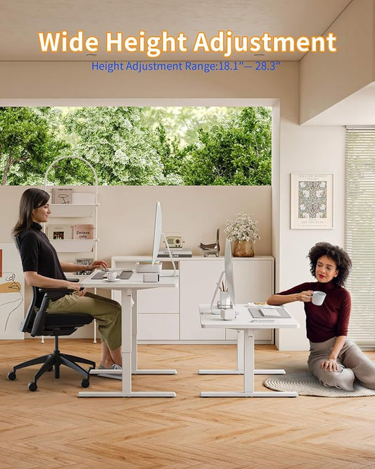 YIHAYO One-Piece Low Height Adjustable Desk, Lifts 18.1-28.3 Inches, Electric Standing Desk for Short People, 32 x 24 Inches Computer Table with Splice Board for Home Office, White