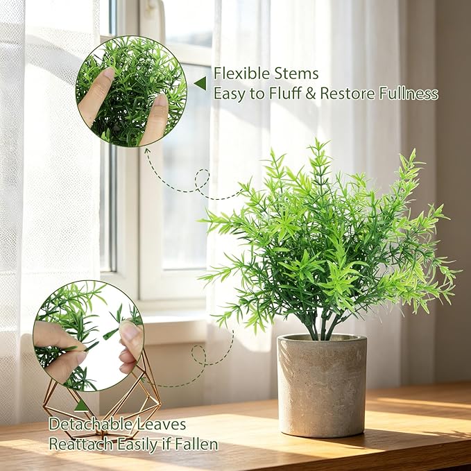 ZAIYW 4 Pack Small Fake Plants Indoor, Mini Potted Artificial Plants Eucalyptus Rosemary for Home Kitchen Office Balcony Desk Table Farmhouse Bathroom Shelf Decor