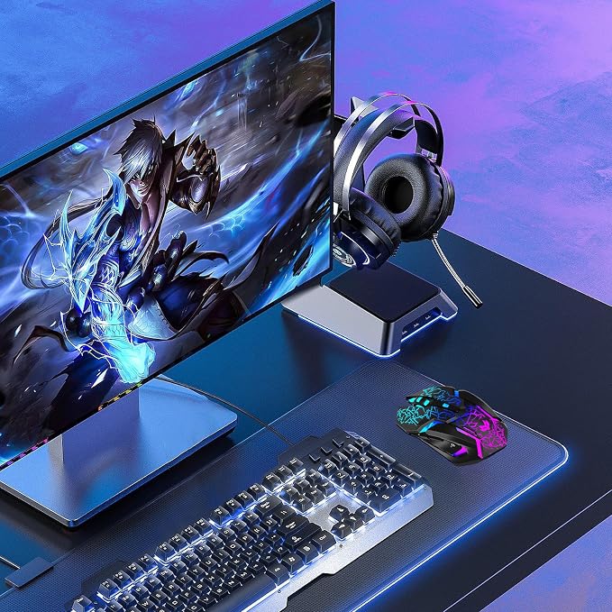 Wireless Gaming Mouse, Rechargeable Wireless Computer Mouse with Type-C Fast Charging, Ergonomic Mouse with 3 Adjustable DPI, 6 Silent Buttons, LED Light, Long Battery Life for Laptop, PC, Mac