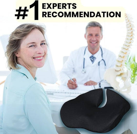 SitCushion Extra Large Seat Cushions for Office Chairs – Gaming Chair Seat Cushion and Sciatica Pain Relief Pillow for Back Pain. Orthopedic Coccyx Cushion for Tailbone Pain Relief (Original Black)