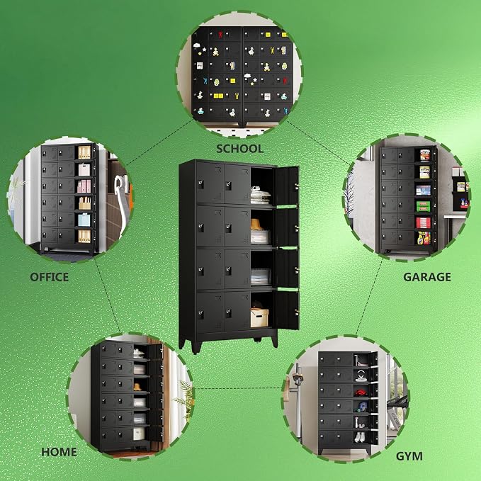 erosoei Metal Lockers for Employees, 12 Doors Metal Storage Locker | with Card Slot and Ventilation Holes, Steel Employee lockers for Home Office School Gym Garage, Requires Installation