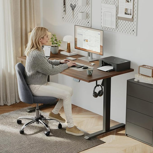 Klicelor 71 Inch Large Electric Standing Desk, Height Adjustable Office Desk, Sit Stand Up Computer Gaming Desk with Memory Preset, Three-Piece Desktop, Dark Walnut