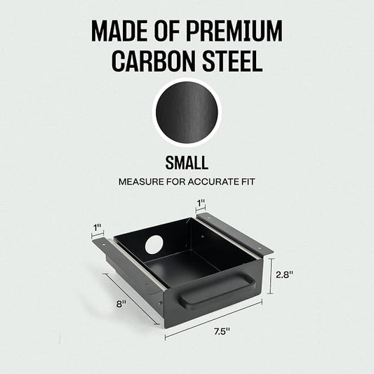 Under Desk Drawer Slide Out Attachment - Carbon Steel Undermount Table Drawer with Cable Management, Pull Out Add-On Storage for Office & Standing Desks (7.5" x 8" x 2.8")