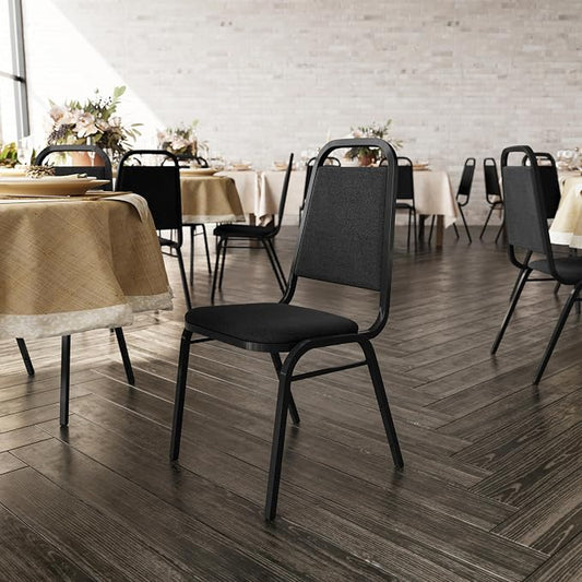 Flash Furniture Hercules Series Trapezoidal Back Stacking Banquet Chair in Black Fabric - Black Frame