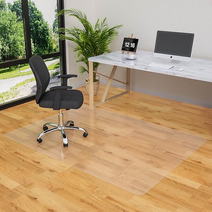 Office Chair Mat, 46" x 72" Clear Computer Desk Chair Mat for Hardwood Floor, Easy Glide Plastic Mat for Under Office Chairs on Hardwood for Work & Home
