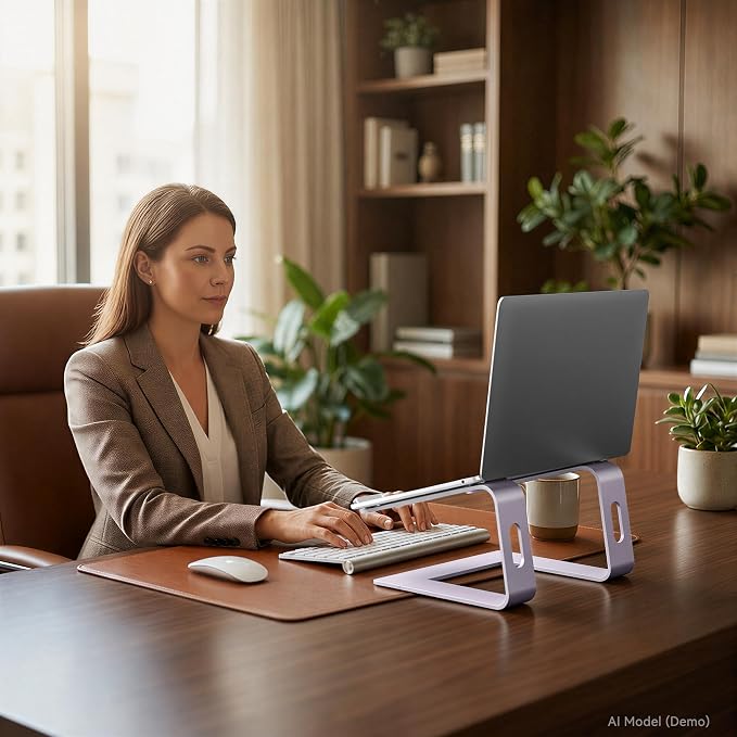 SOUNDANCE Laptop Stand, Aluminum Computer Riser, Ergonomic Laptops Elevator for Desk, Metal Holder Compatible with 10 to 15.6 Inches Notebook Computer, Purple
