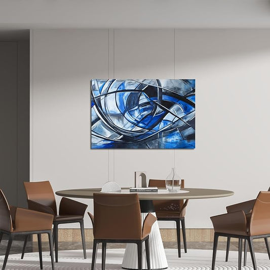 Abstract Wall Art Decor Modern Wall Art Pictures for Living Room Abstract Canvas Art Wall Decor Blue Wall Art Prints Black and White Wall Art Decor Artwork for Walls Home Office Decorations 32" X 48"