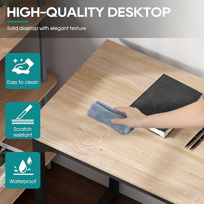 BestOffice Computer Desk,Home Office Desk, Modern Simple Style for Home Office Study Writing (Nature, 39 Inch)