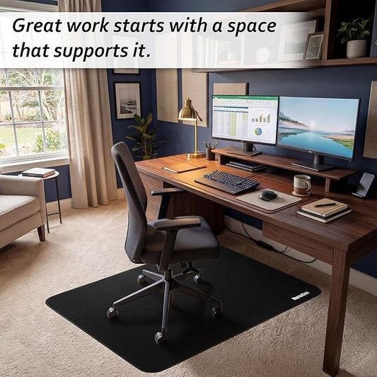 Chair Mat for Carpet | Multi-Surface, Anti-Curl Floor Protector for Office Desk Chair or Rolling Gaming Chair Mat | 48" x 36" Black — 3X Thicker Than Standard Floor Mats at 0.25"