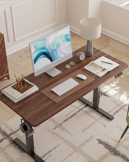 CubiCubi 63 x 28 Large Standing Desk, Height Adjustable Electric Computer Desk, 28" Deep Desktop, Sit Stand up Home Office Workstations with Preset Heights, Black Walnut